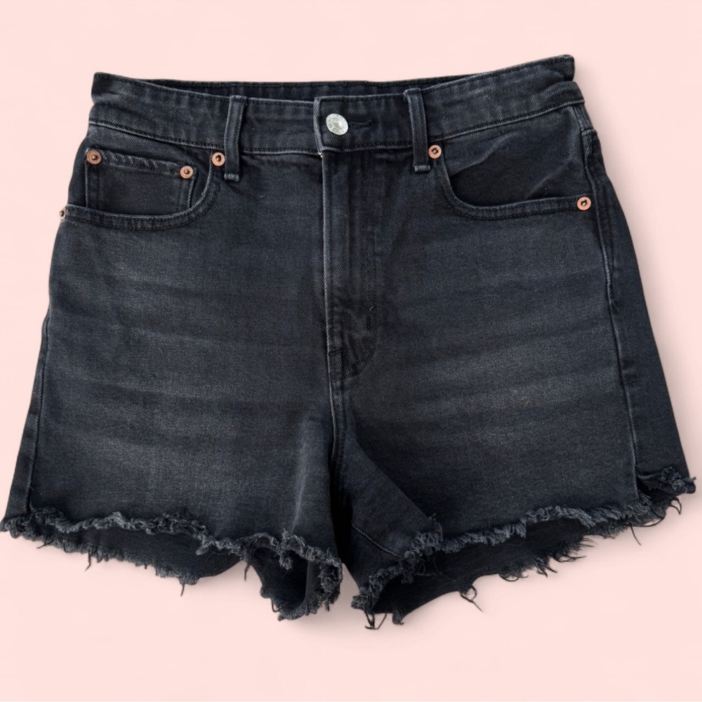 American Eagle Outfitters Black Frayed Jean Shorts